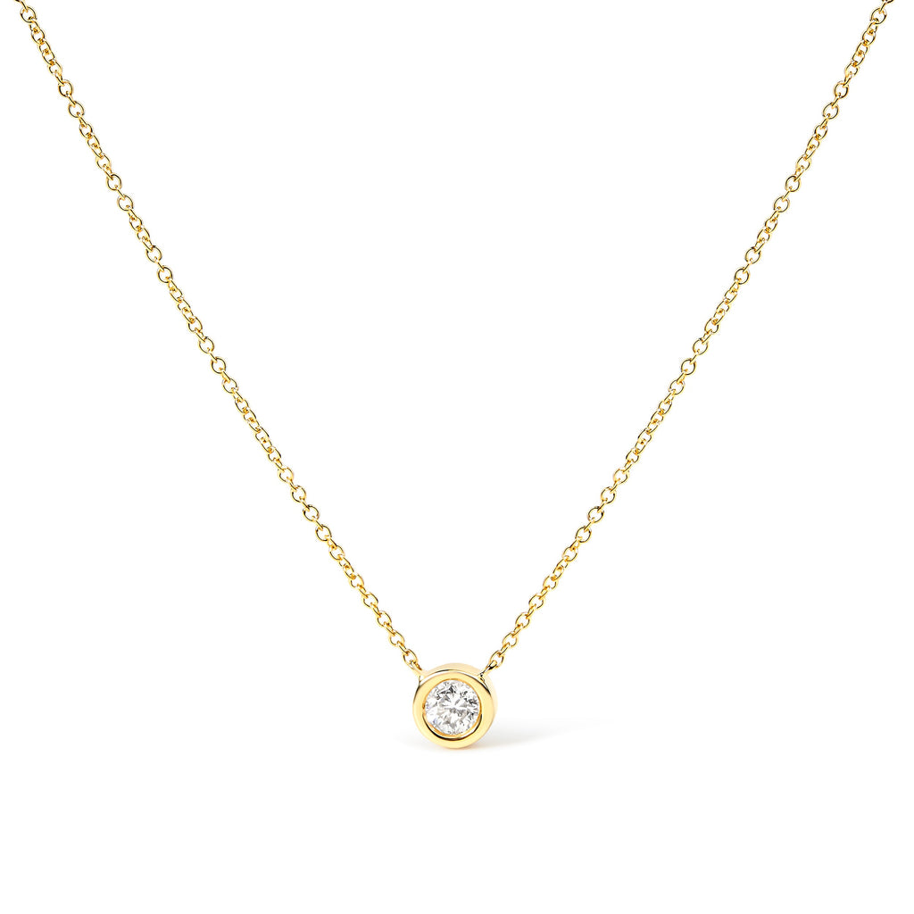 2 Micron 14K Rose Gold Plated Sterling Silver Bezel-Set Diamond Solitaire Pendant Necklace (1/3 cttw, H-I Color, I1-I2 Clarity)