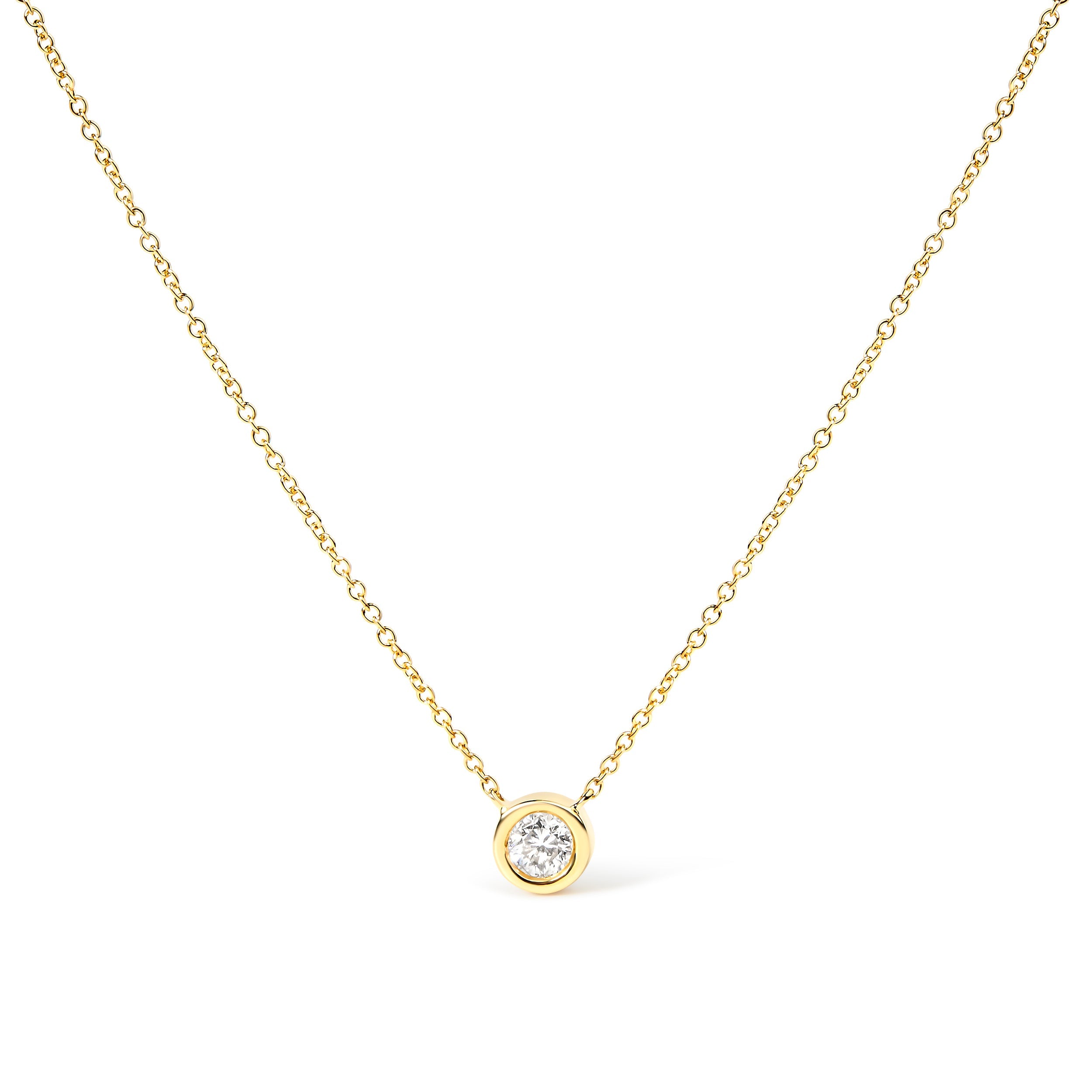 2 Micron 14K Rose Gold Plated Sterling Silver Bezel-Set Diamond Solitaire Pendant Necklace (1/3 cttw, H-I Color, I1-I2 Clarity)