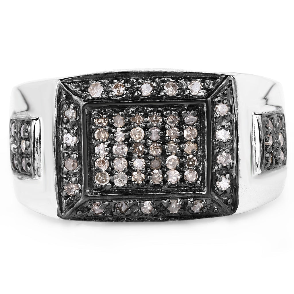 0.52 Carat Genuine Champagne Diamond .925 Sterling Silver Ring