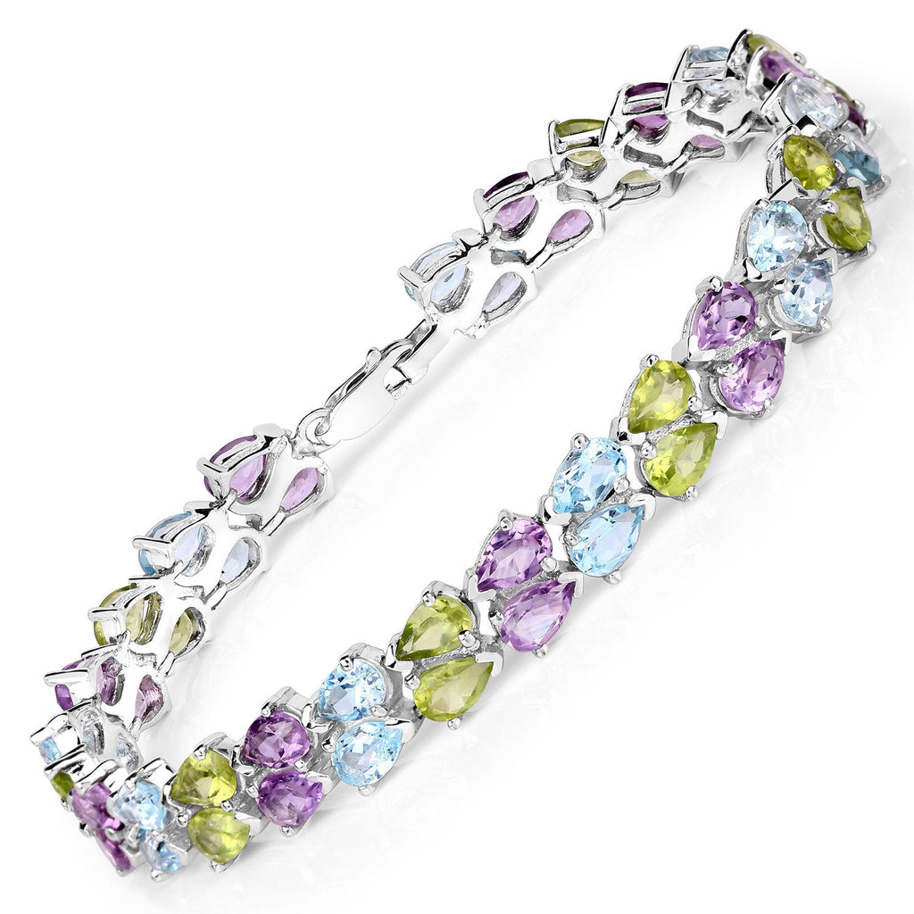 23.46 Carat Genuine Multi Stones .925 Sterling Silver Bracelet