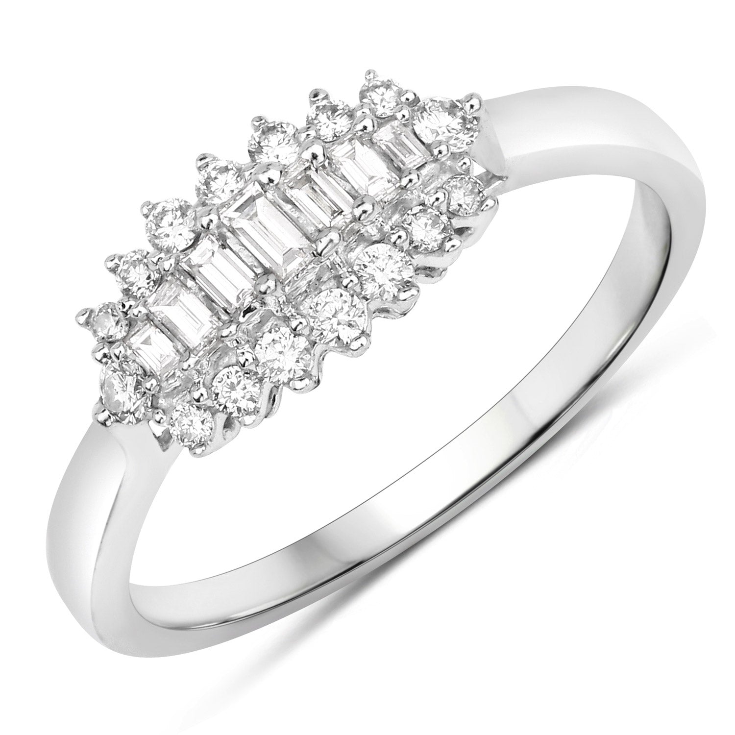 0.37 Carat Genuine White Diamond 14K White Gold Ring (E-F Color, VS-SI Clarity)