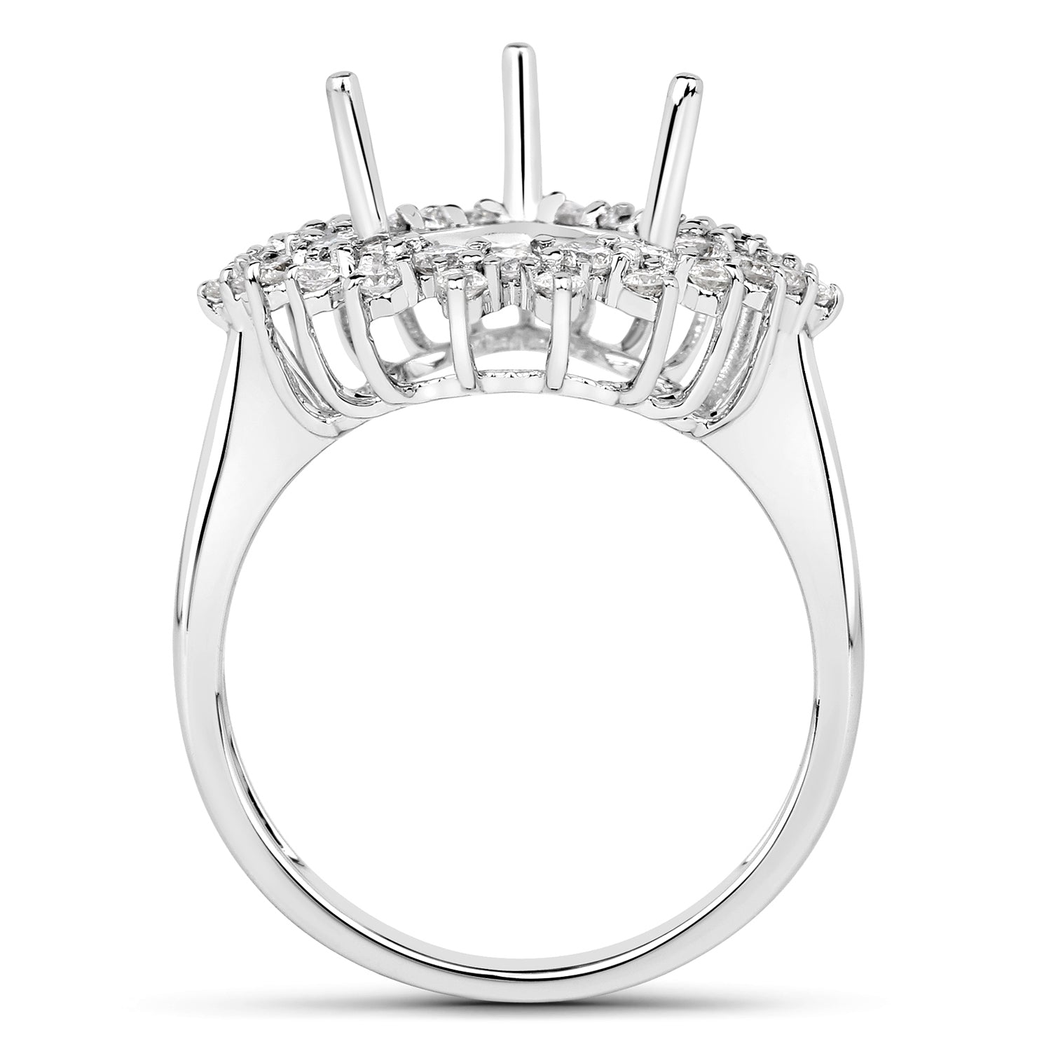 0.89 Carat Genuine White Diamond 14K White Gold Semi Mount Ring - holds 11x9mm Pear Gemstone