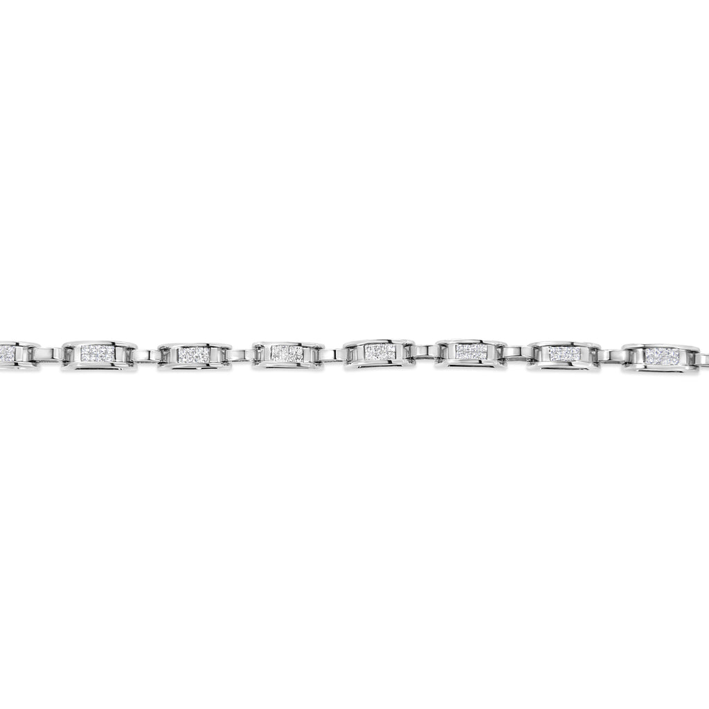 14K White Gold 1.00 Cttw Princess-Cut Diamond Link Bracelet (I-J Color, I1-I2 Clarity) - Size 7.25
