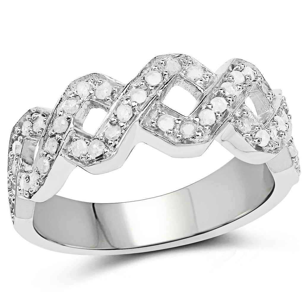 0.40 Carat Genuine White Diamond .925 Sterling Silver Ring