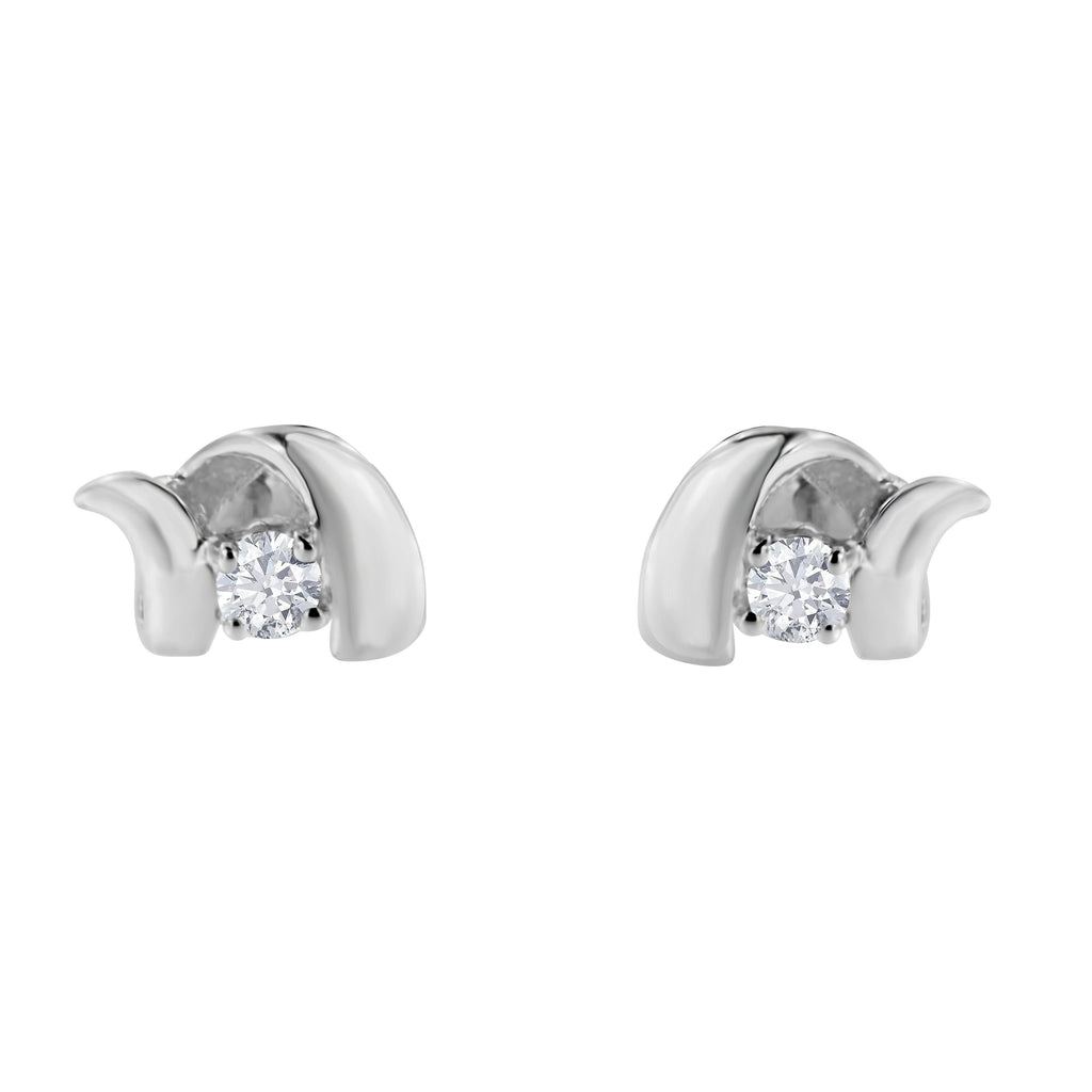 .925 Sterling Silver Round Cut Diamond Fashion Stud Earrings (0.10 cttw, I-J Color, I2-I3 Clarity)