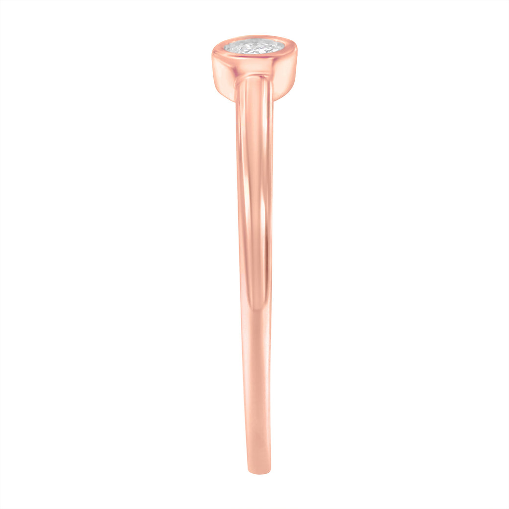 14K Rose Gold Plated .925 Sterling Silver Miracle Set Diamond Ring (1/20 Cttw, J-K Color, I1-I2 Clarity) - Size 6