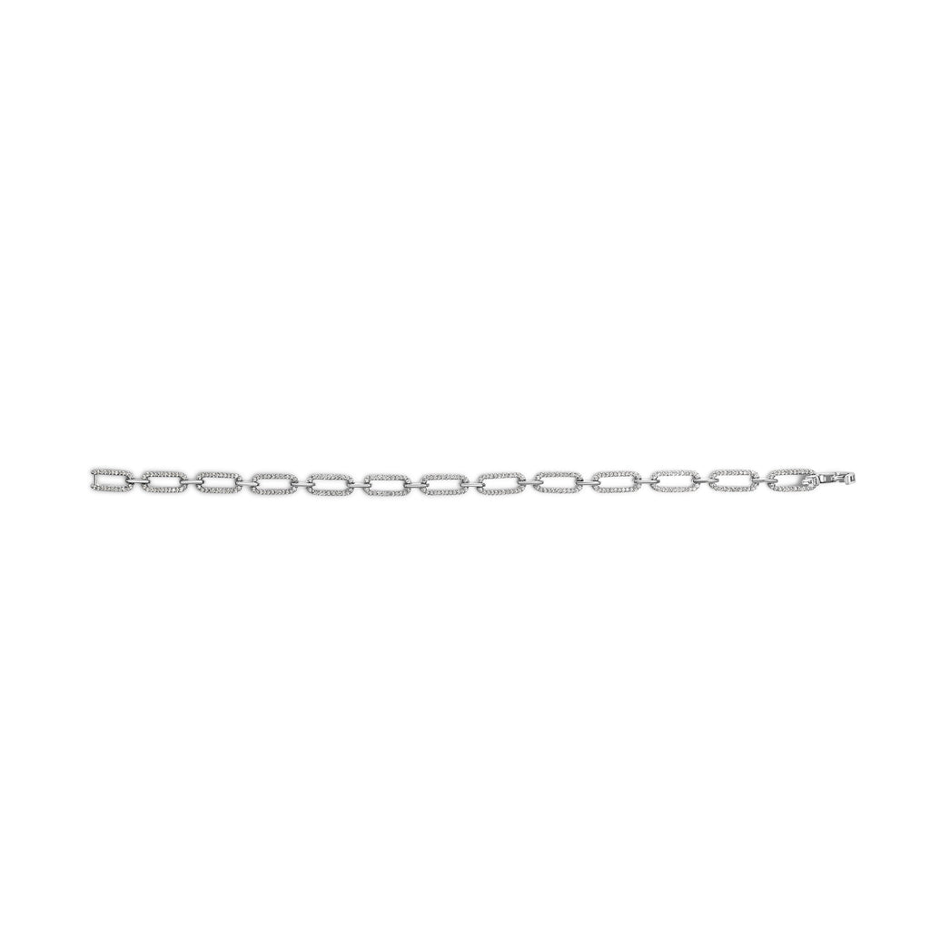 14K White Gold 1.00 Cttw Paperclip Link Bracelet