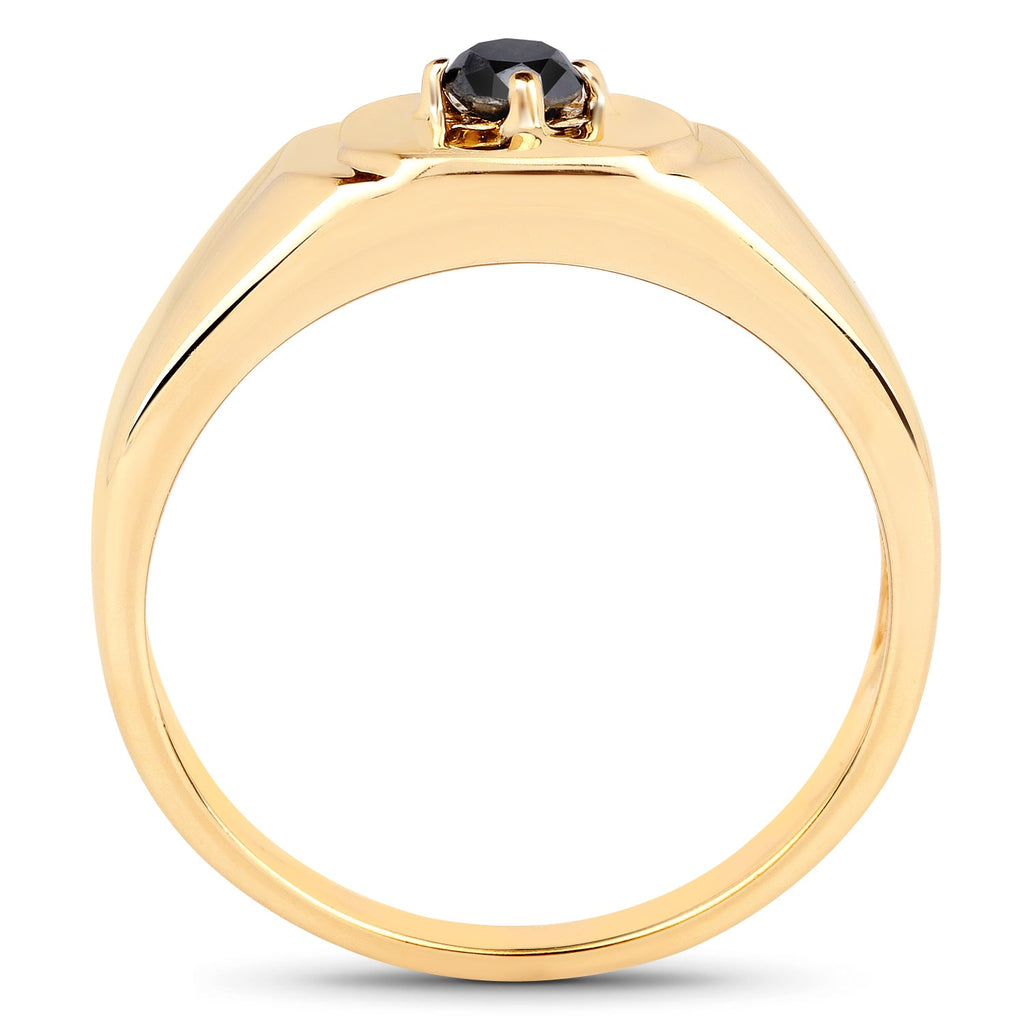 14K Yellow Gold Plated 0.20 Carat Genuine Black Diamond .925 Sterling Silver Ring
