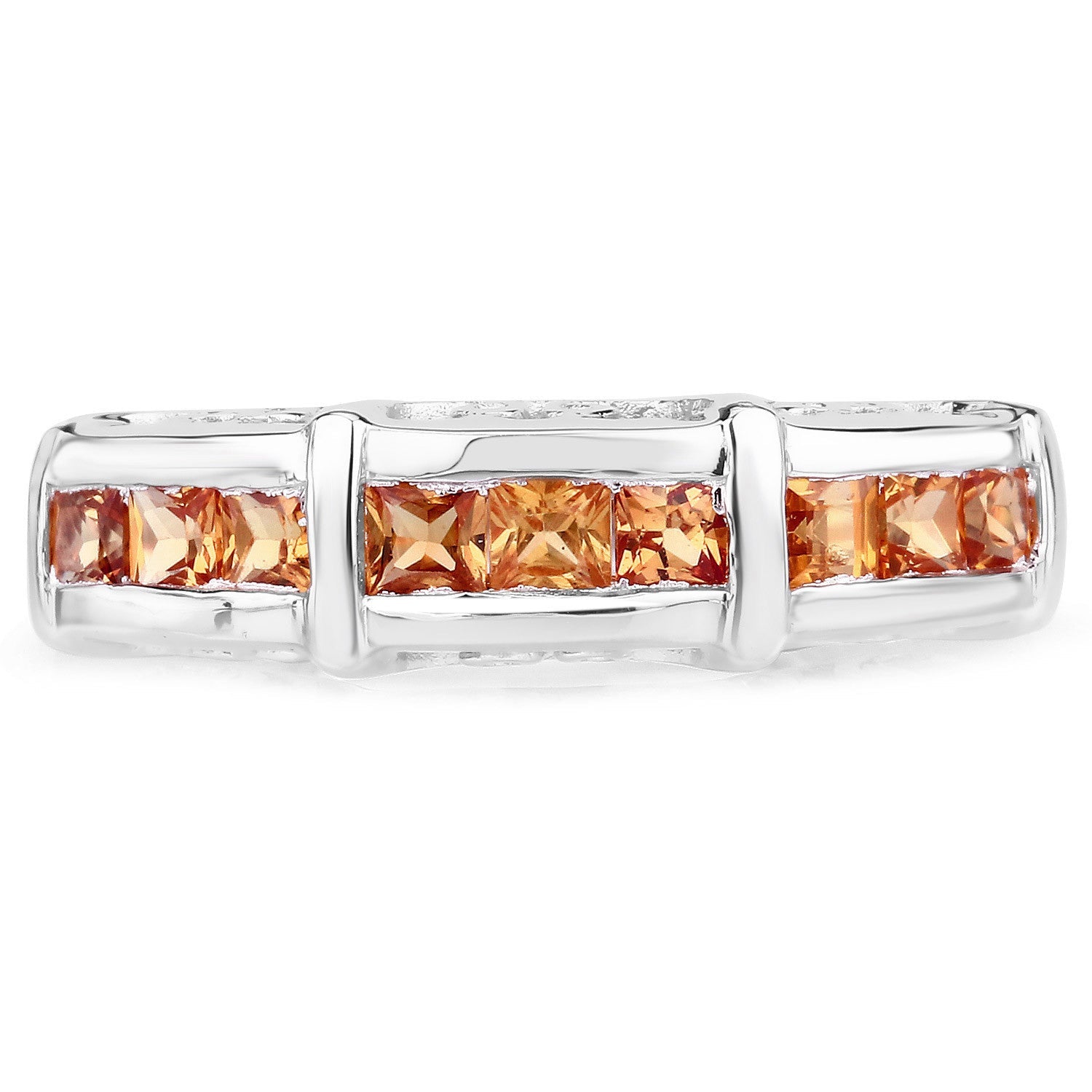 1.08 Carat Genuine Orange Sapphire .925 Sterling Silver Ring