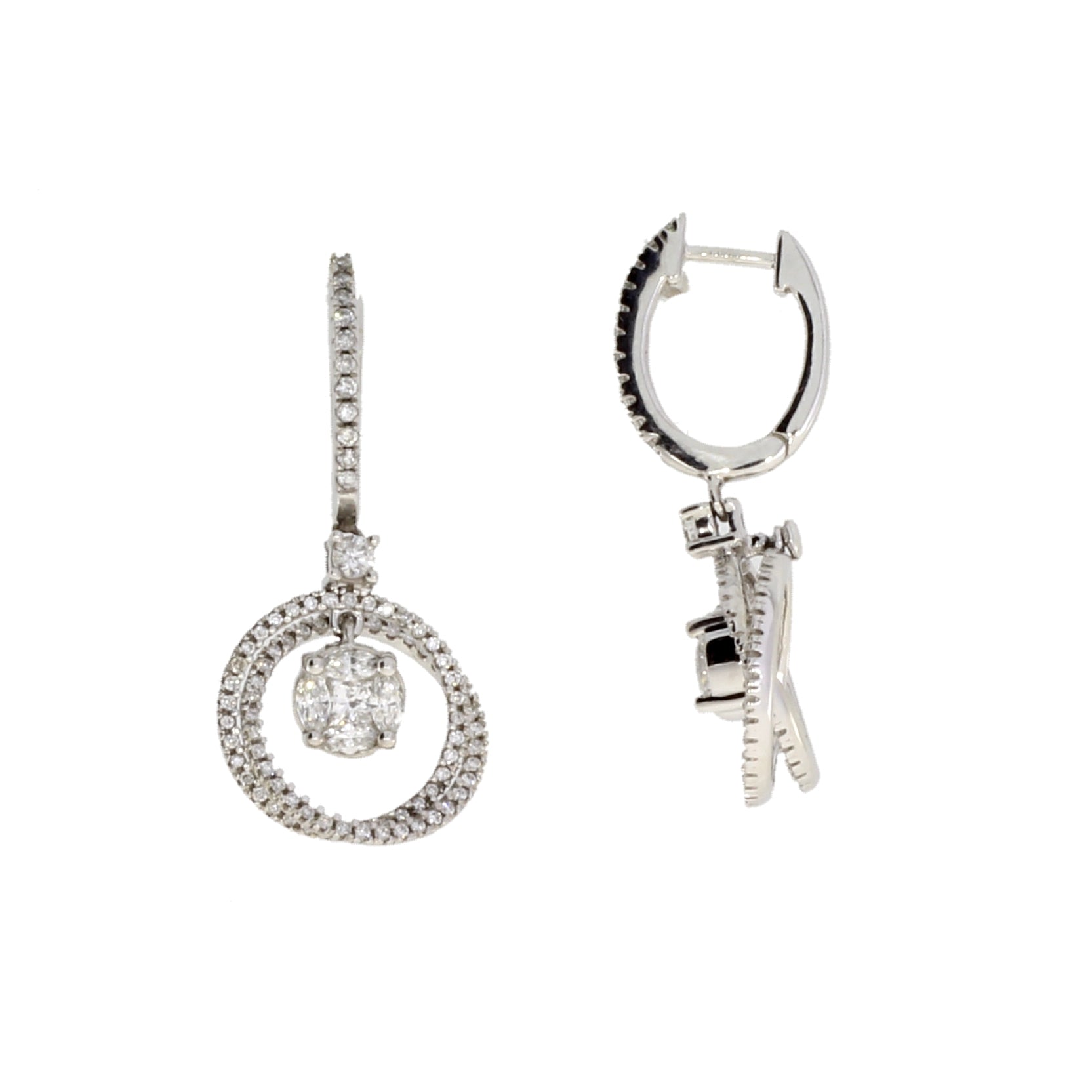 1.00ct Diamond Dangle Earrings 14KT White Gold