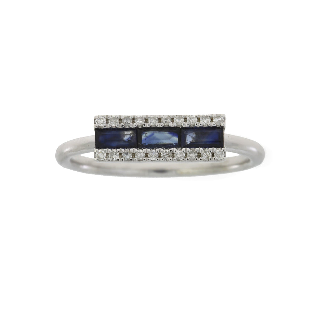 .63ct Diamond Sapphire Ring 14KT White Gold