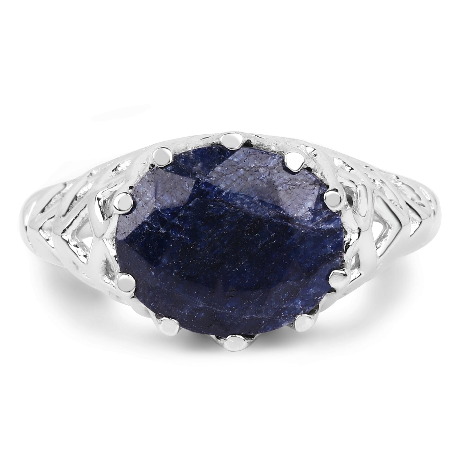 5.94 Carat Dyed Sapphire .925 Sterling Silver Ring