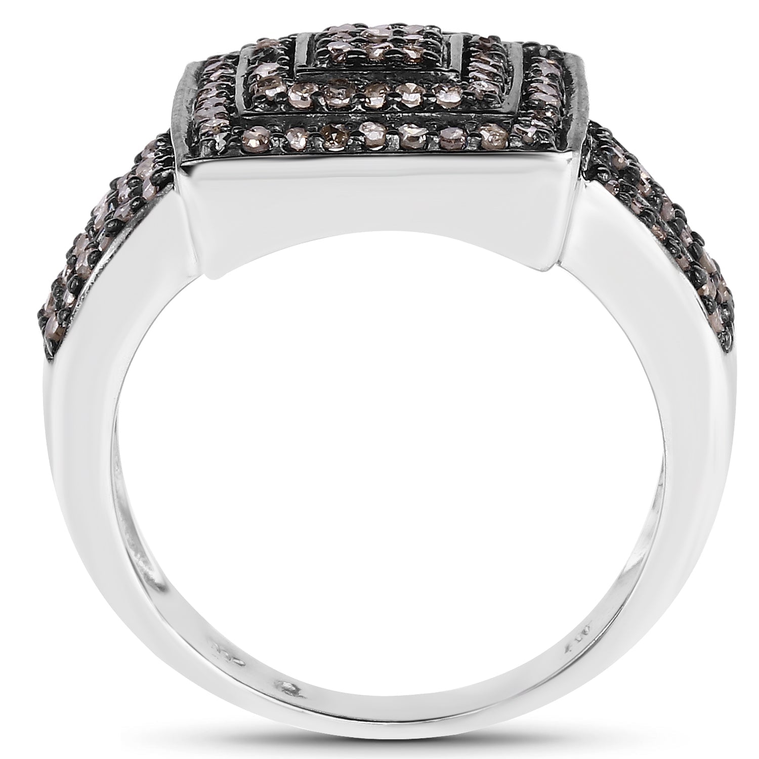 0.42 Carat Genuine Champagne Diamond .925 Sterling Silver Ring