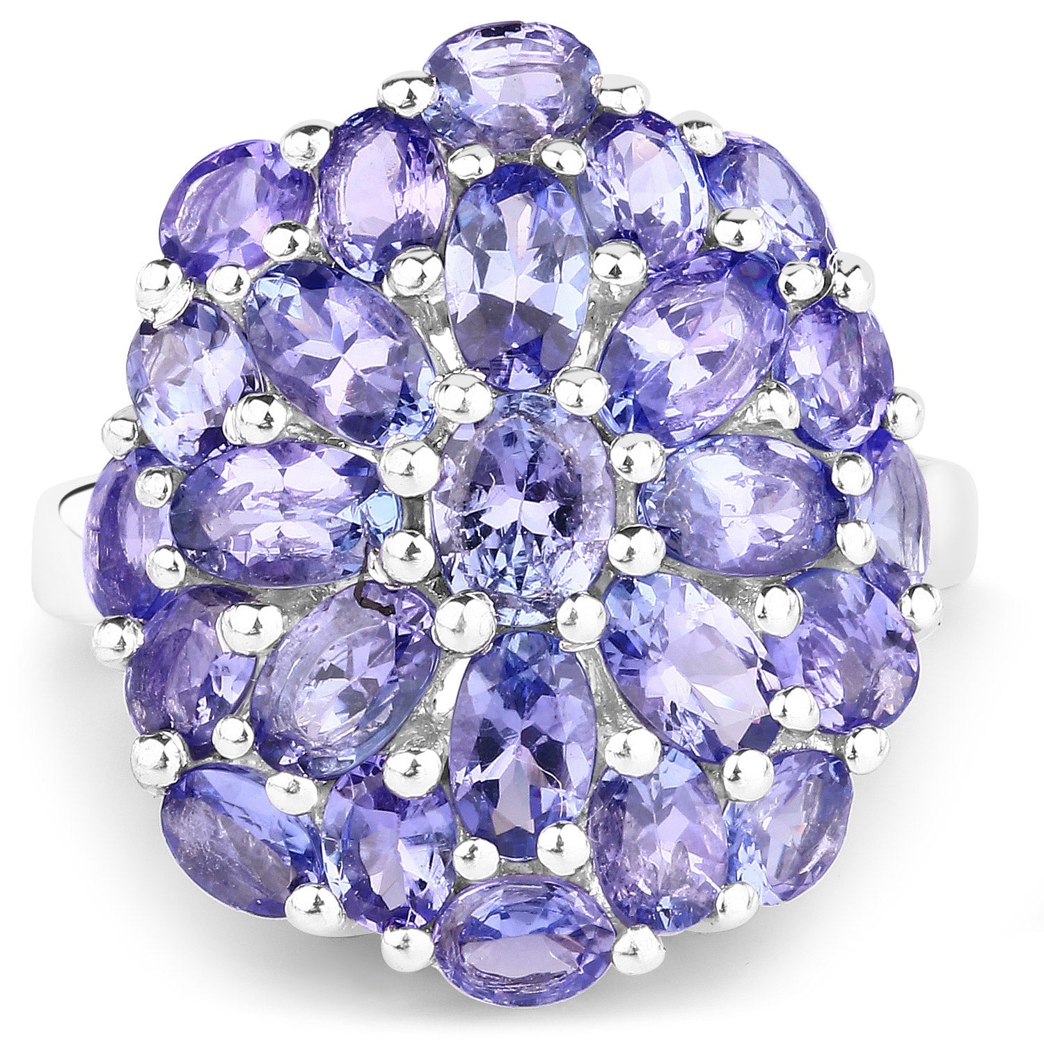 7.08 Carat Genuine Tanzanite .925 Sterling Silver Ring