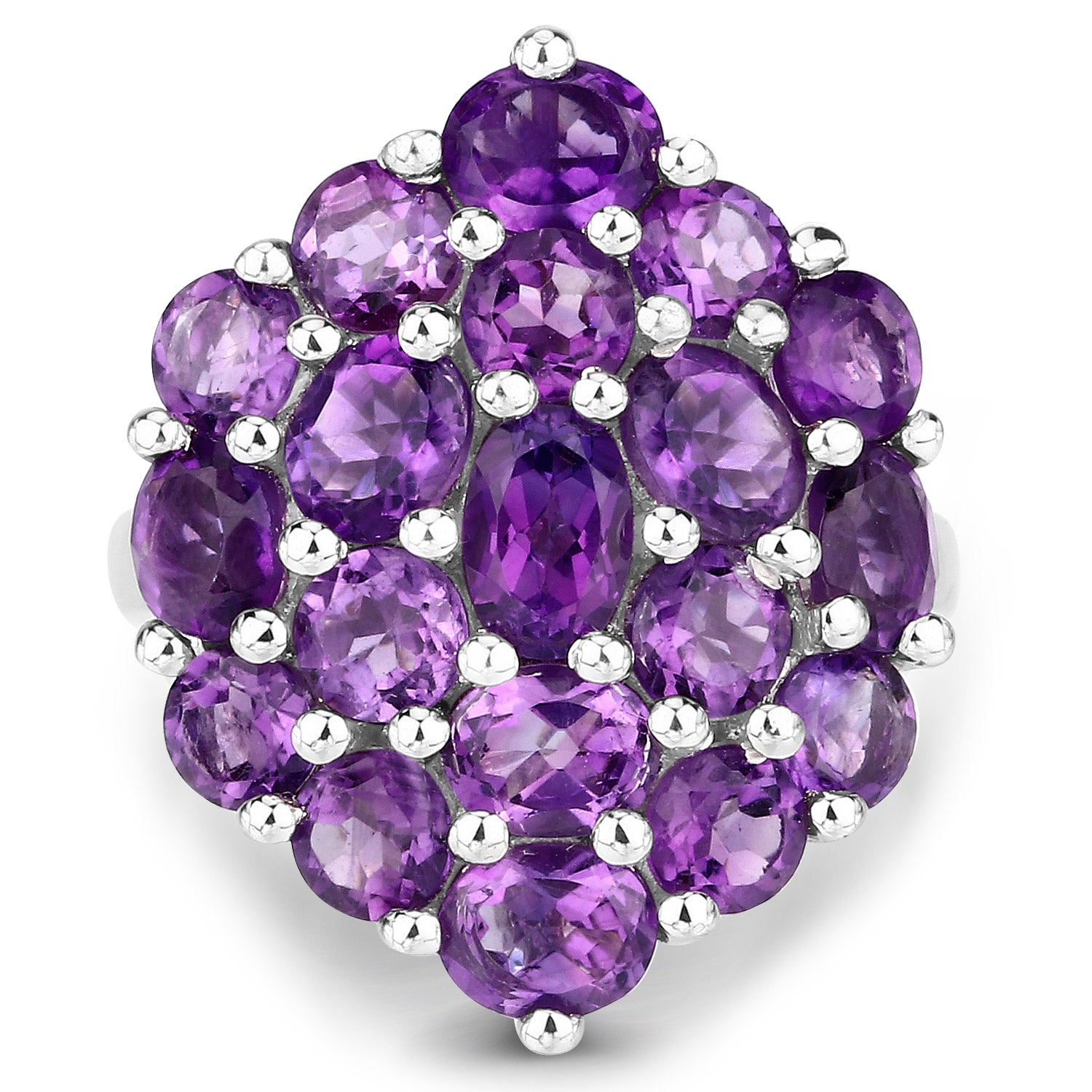 5.44 Carat Genuine Amethyst .925 Sterling Silver Ring