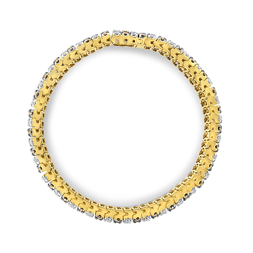 10K Yellow Gold 10-1/3 Cttw Alternating Coco Color and White Diamond 5 Row Tennis Bracelet (Brown/H-I Color, SI1-SI2 Clarity) - Size 7.25
