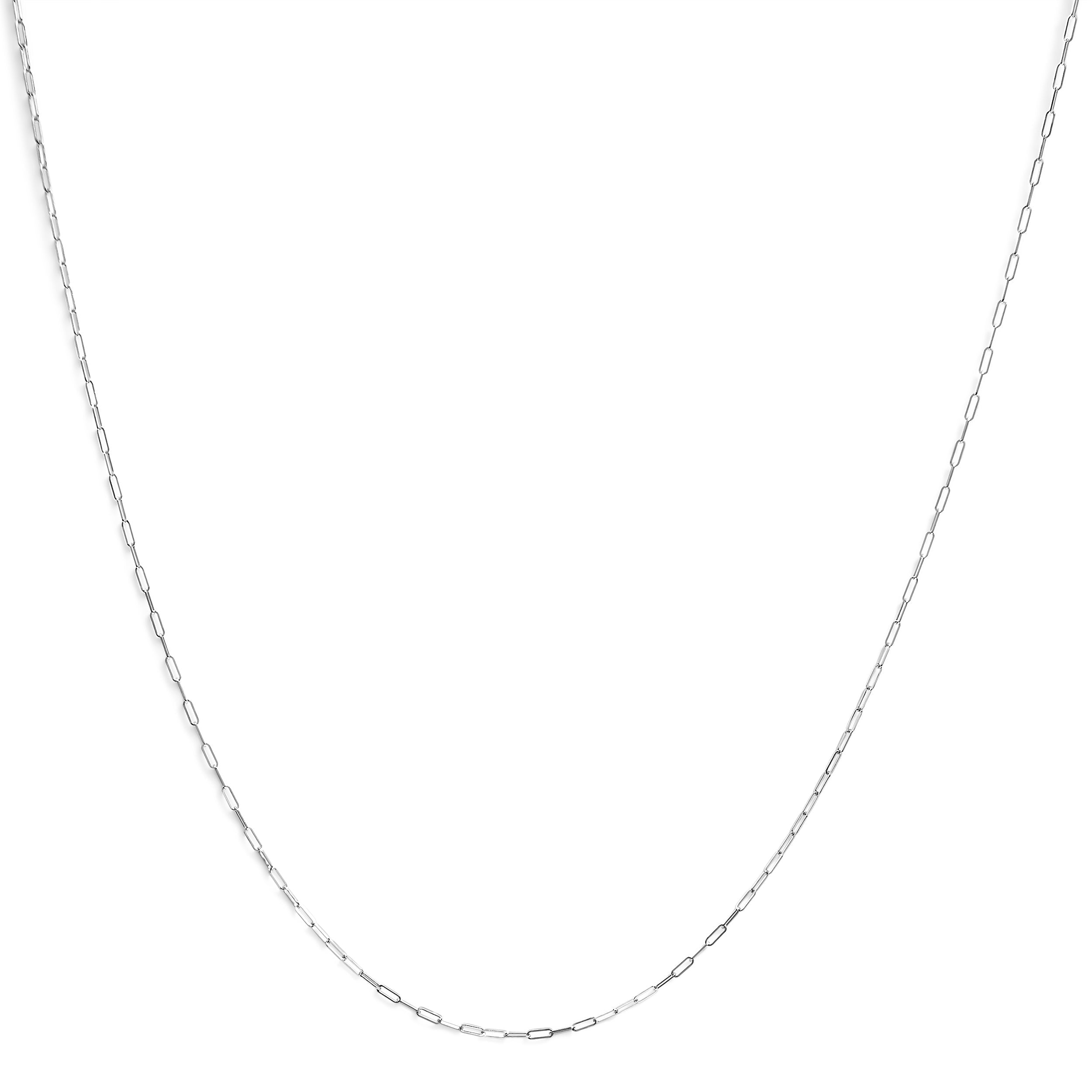 Unisex Solid 14K Yellow Gold 1.5mm Paperclip Chain Necklace - 18 Inches