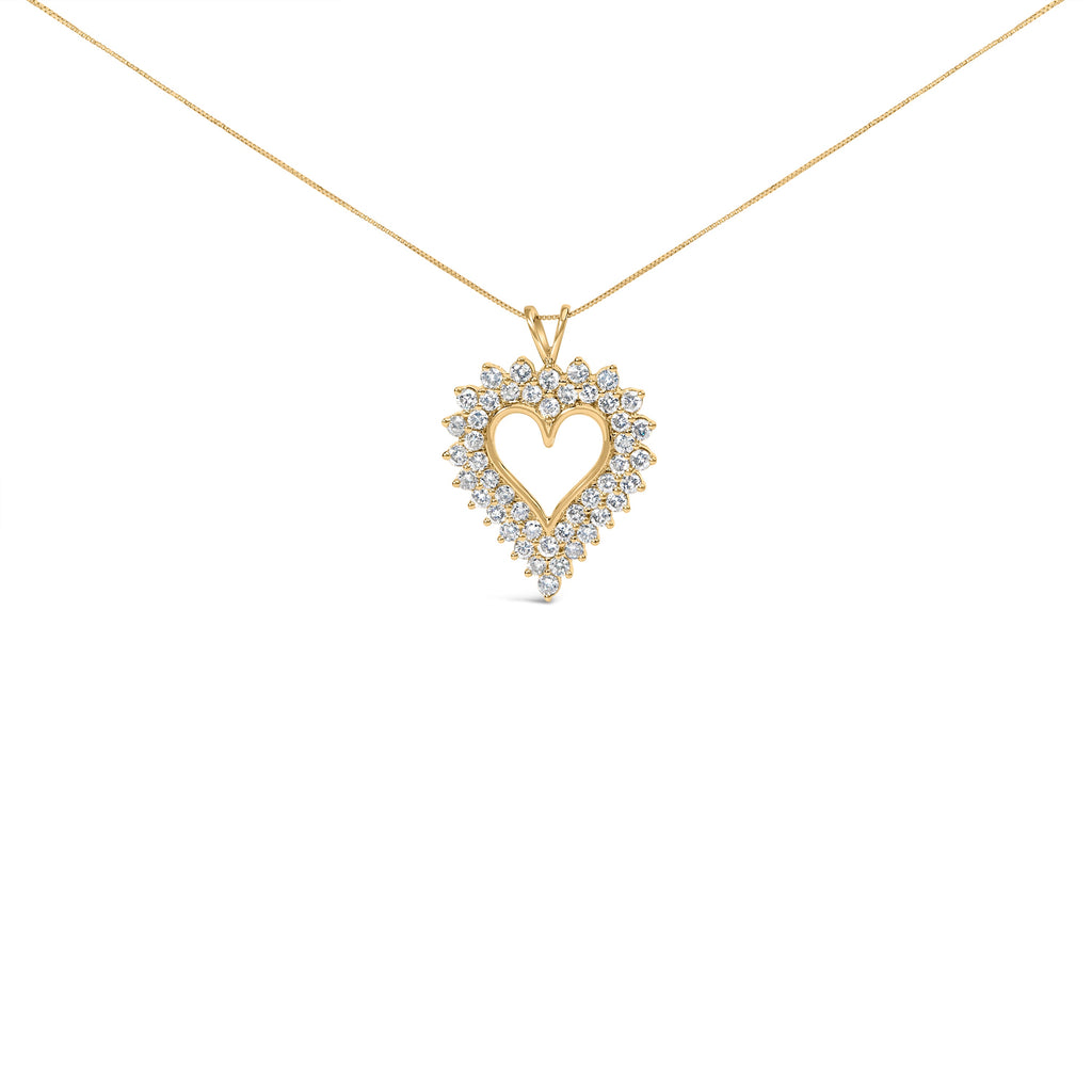 14K Yellow Gold Plated .925 Sterling Silver 3.00 Cttw Round Cut Diamond Cluster Heart 18" Pendant Necklace (K-L Color, I1-I2 Clarity)