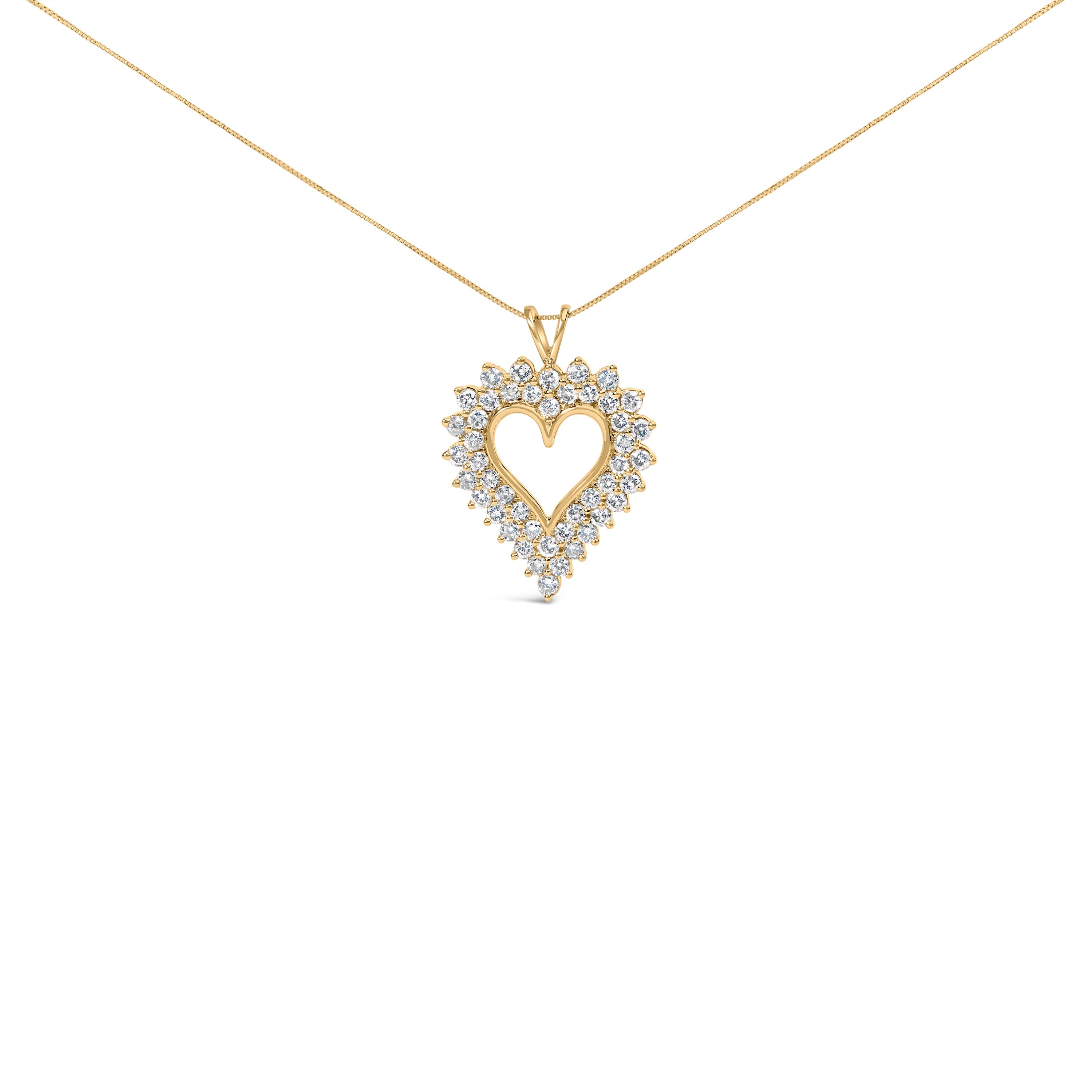 14K Yellow Gold Plated .925 Sterling Silver 3.00 Cttw Round Cut Diamond Cluster Heart 18" Pendant Necklace (K-L Color, I1-I2 Clarity)