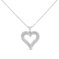 .925 Sterling Silver 1.00 Cttw Lab-Grown Diamond Open Heart Pendant Necklace (F-G Color, VS1-VS2 Clarity) - 18" Inches