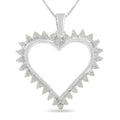 .925 Sterling Silver 1/4 cttw 3-Prong Diamond Open Heart 18" Pendant Necklace (I-J Color, I3 Clarity)