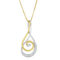 Espira 10K Two-Tone Gold Round Cut Diamond Sparkling Spiral Pendant Necklace (1/6 cttw, J-K Color, I2-I3 Clarity)