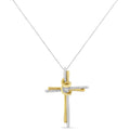10K Two-Tone Yellow & White Gold Diamond-Accented Cross 18" Pendant Necklace (J-K Color, I2-I3 Clarity)