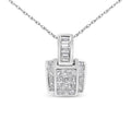 14K White Gold 2 1/5 Cttw Princess Cut Composite Diamond Pendant with Diamond Bale Pendant Necklace (H-I Color,SI1-SI2 Clarity) - NO CHAIN INCLUDED