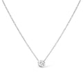 10K White Gold 1/10 Carat Round Brilliant-Cut Diamond Modern Bezel-Set Solitaire 16"-18" Pendant Necklace (H-I Color, SI2-I1 Clarity)