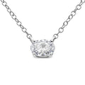 14K White Gold 1/2 Cttw Lab Grown Oval Shape Solitaire Diamond East West 18" Pendant Necklace (E-F Color, VS1-VS2 Clarity)