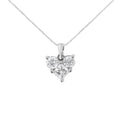 10K White Gold 1.0 Cttw Round-Cut and Princess-Cut Diamond Heart Shaped 18" Pendant Necklace (H-I Color, SI2-I1 Clarity)