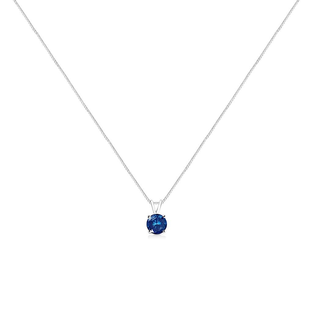 10K White Gold 1/4 Cttw Round Brilliant Cut Lab Grown Blue Diamond 4-Prong Solitaire Pendant Necklace (Blue Color, VS2-SI1 Clarity) - 18"