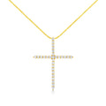 10K Yellow Gold Plated .925 Sterling Silver 3.0 Cttw Prong-Set Round Brilliant Cut Diamond Cross 18" Pendant Necklace (J-K Color, I1-I2 Clarity)