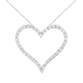.925 Sterling Silver 3.0 cttw Round-Cut Diamond Open Heart Pendant Necklace (I-J Color, I2-I3 Clarity) - 18"