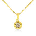 14K Yellow Gold Plated .925 Sterling Silver 1/2 Cttw Brilliant Round Cut Diamond Solitaire Milgrain 18" Pendant Necklace (K-L Color, I2-I3 Clarity)