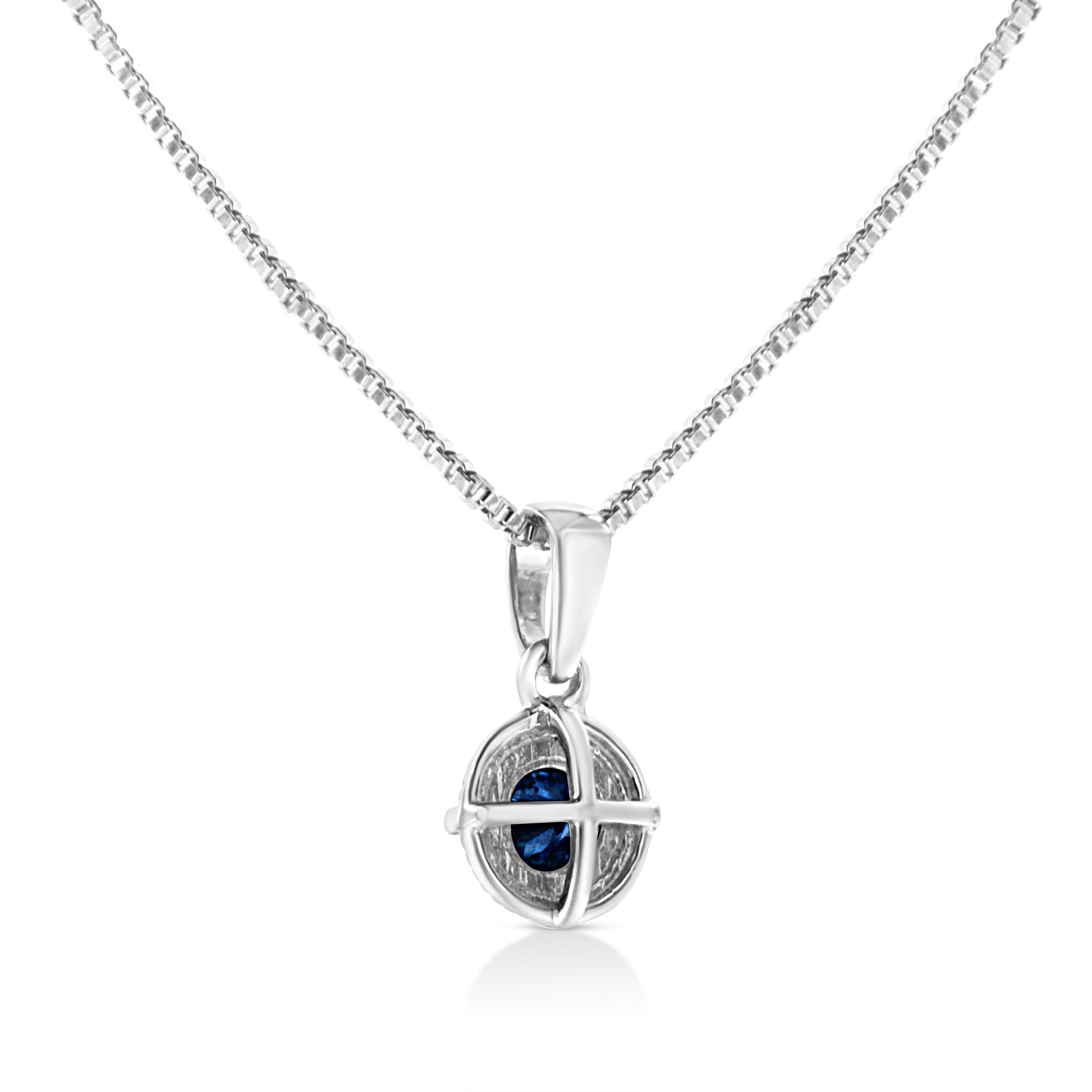 .925 Sterling Silver 3/4 Cttw Treated Blue Diamond Solitaire 18" Milgrain Pendant Necklace (Blue Color, I1-I2 Clarity)