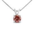 10K White Gold 1/4 Cttw Round Brilliant Cut Lab Grown Blue Diamond 4-Prong Solitaire Pendant Necklace (Blue Color, VS2-SI1 Clarity) - 18"