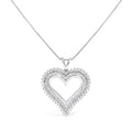 .925 Sterling Silver 1.00 Cttw Diamond Heart 18" Pendant Necklace (I-J Color, I2-I3 Clarity)