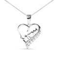 .925 Sterling Silver 1/4 Cttw Diamond  "Mom" and Open Heart 18" Pendant Necklace (I-J Color, I2-I3 Clarity)