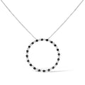 .925 Sterling Silver 2.0 Cttw Alternating Black and White Diamond Open Hoop Circle Pendant Necklace (H-I Color, I2-I3 Clarity) - 18" Inches