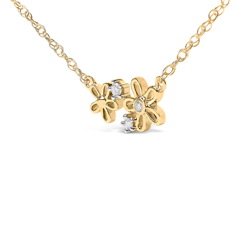 14K Yellow Gold Plated Sterling Silver Diamond Accent Floral Pendant Necklace
