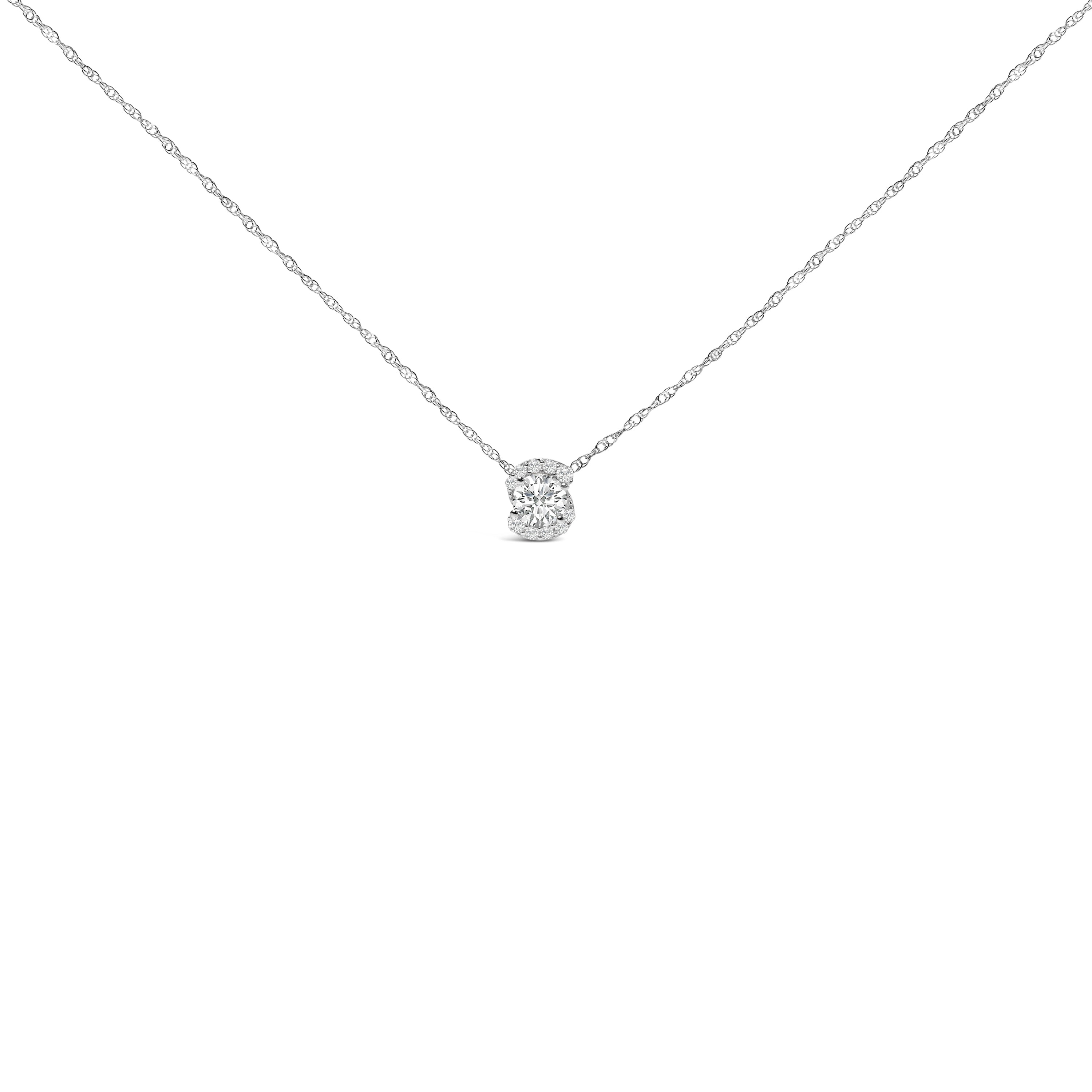 .925 Sterling Silver 1.0 Cttw Lab Grown Round-Cut Diamond Pendant Necklace 18"