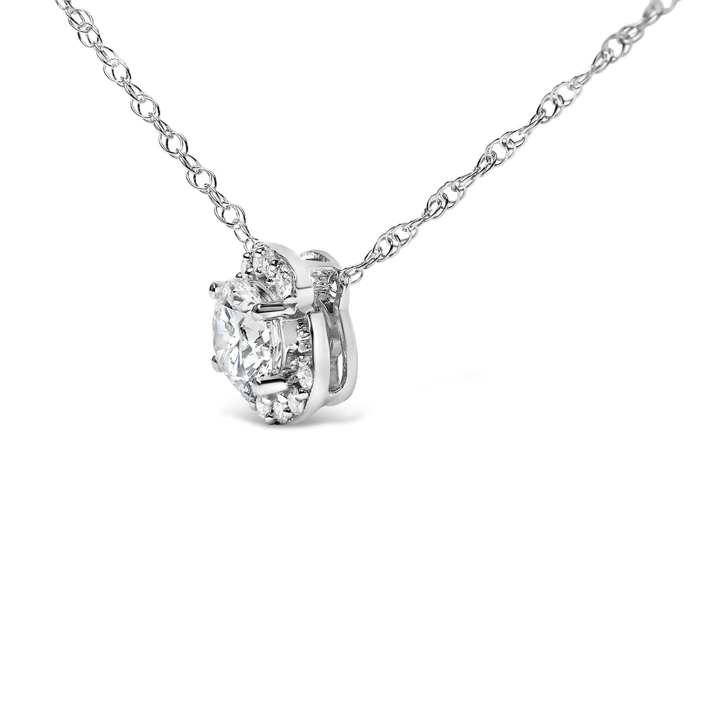 .925 Sterling Silver 1.0 Cttw Lab Grown Round-Cut Diamond Pendant Necklace 18"
