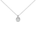 Sterling Silver 3/4 Cttw Lab Grown Diamond Halo Pendant Necklace