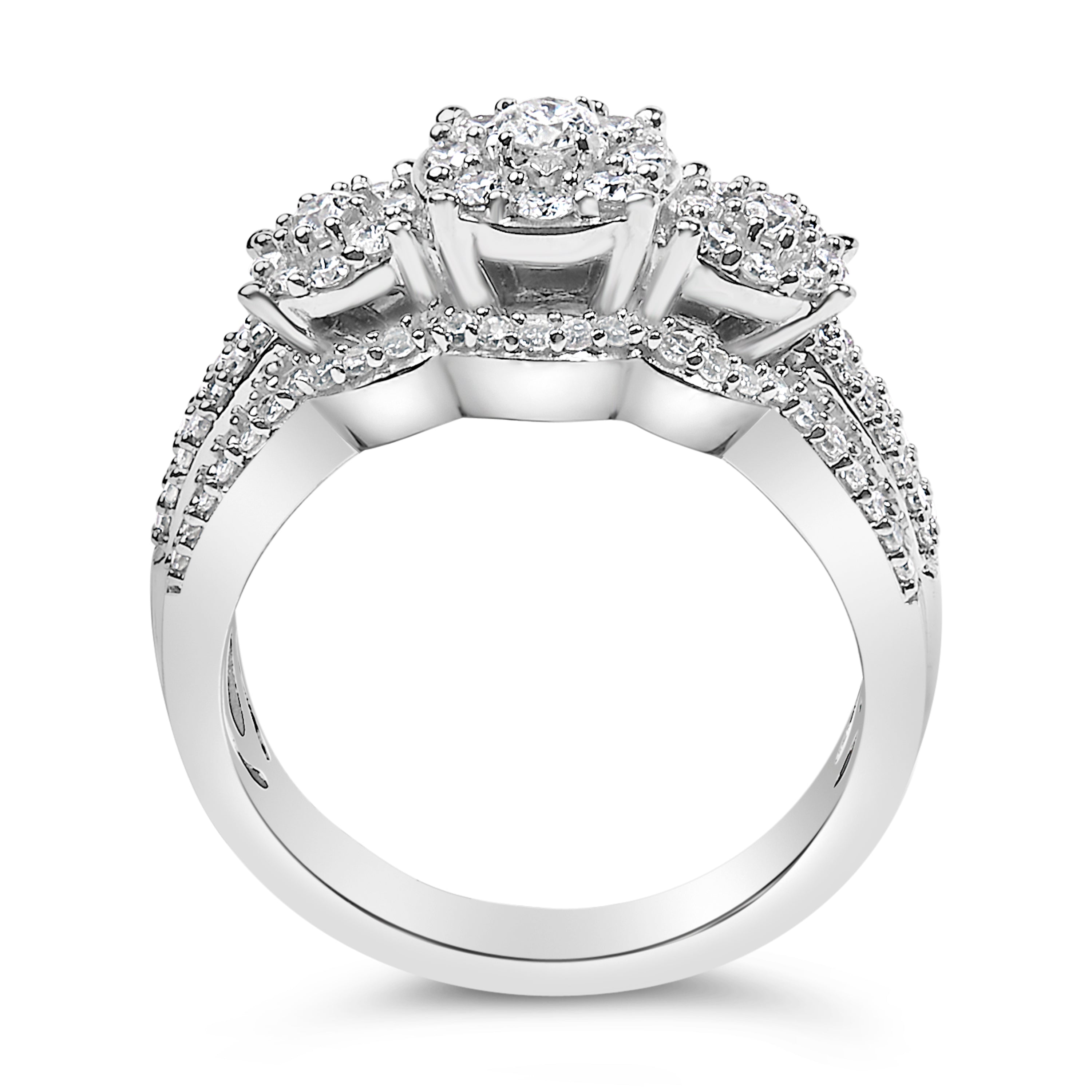 .925 Sterling Silver 1.0 Cttw Diamond Engagement Ring and Soldered Wedding Band Set
