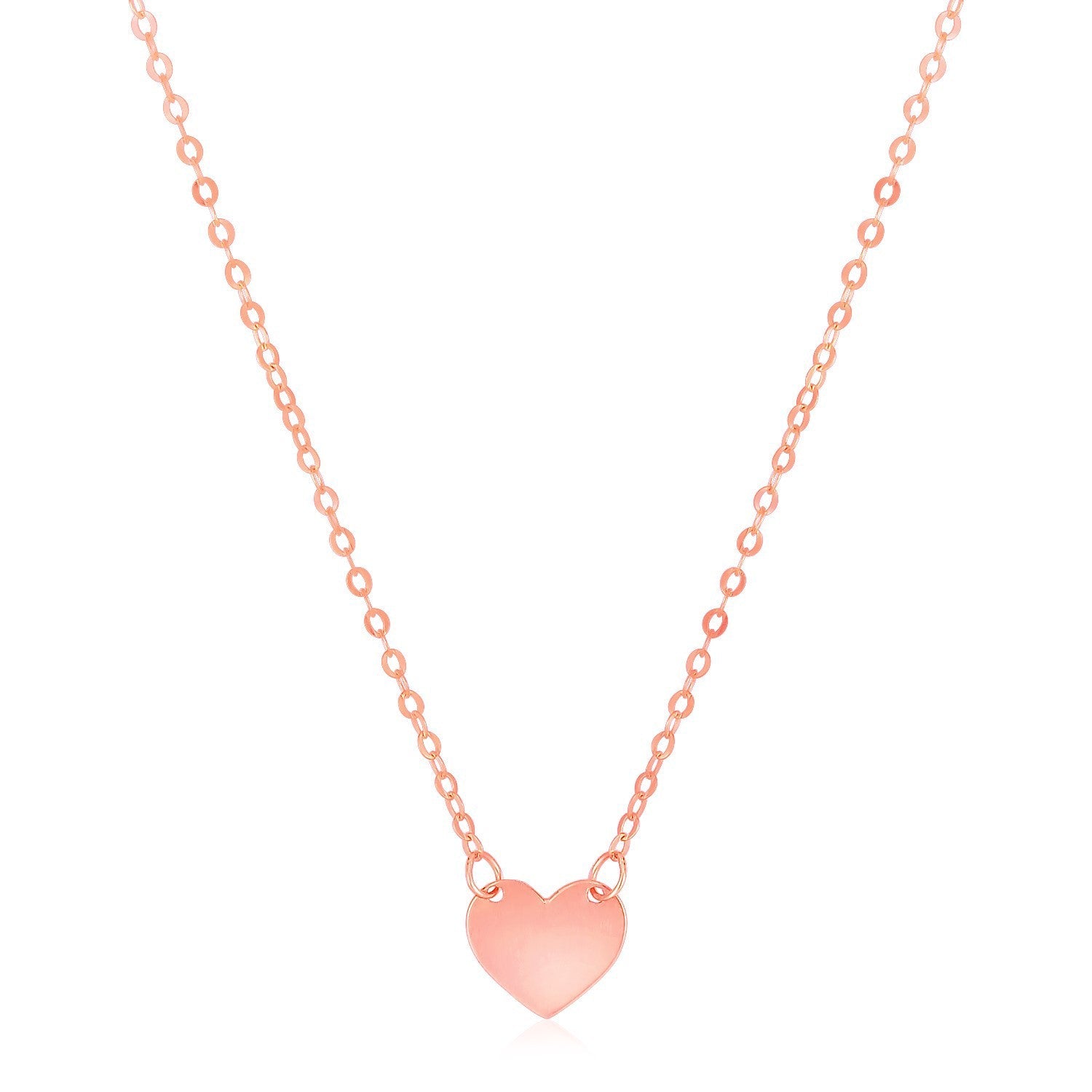 14k Rose Gold Polished Mini Heart Necklace