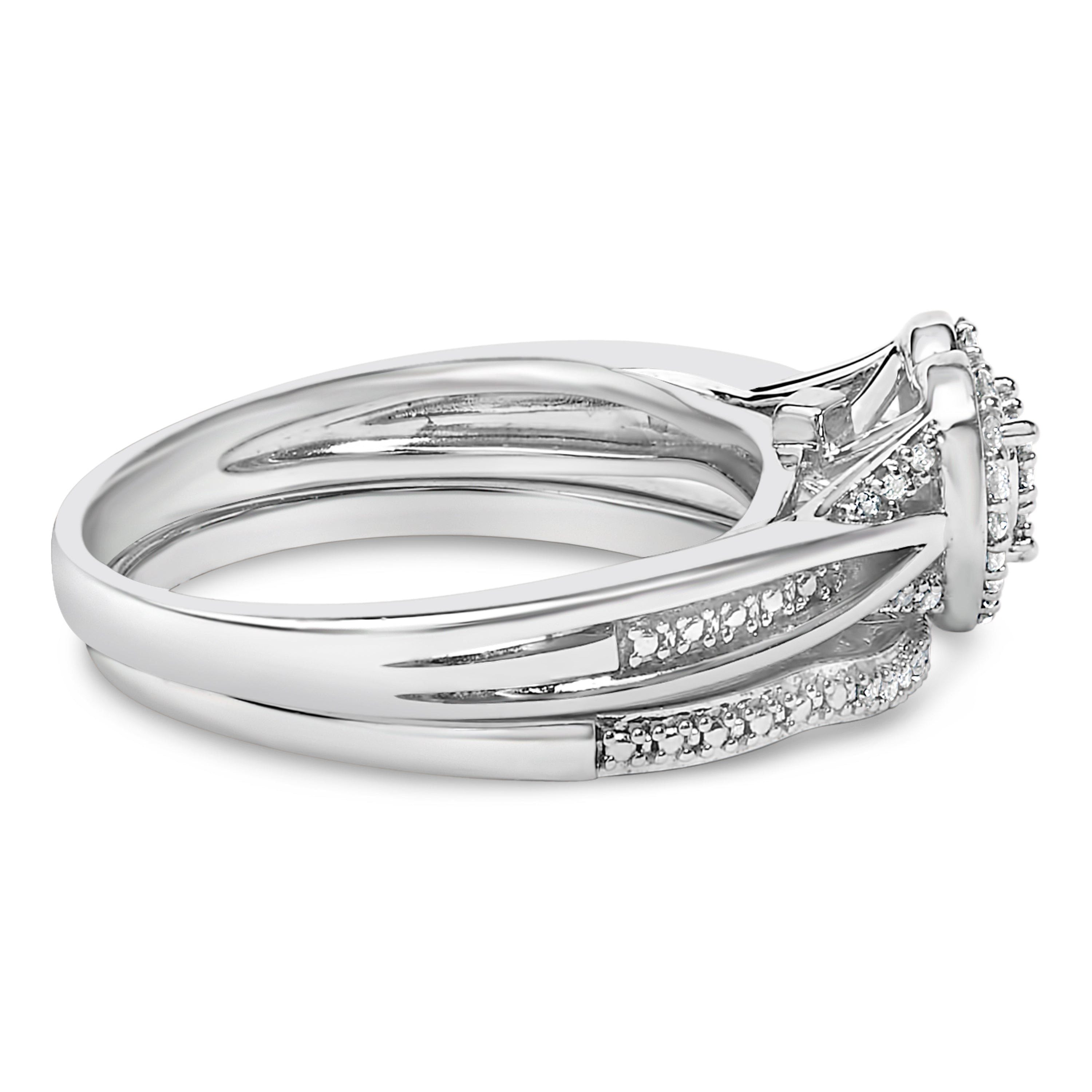Sterling Silver 1/5 Cttw Diamond Heart Motif Bridal Set