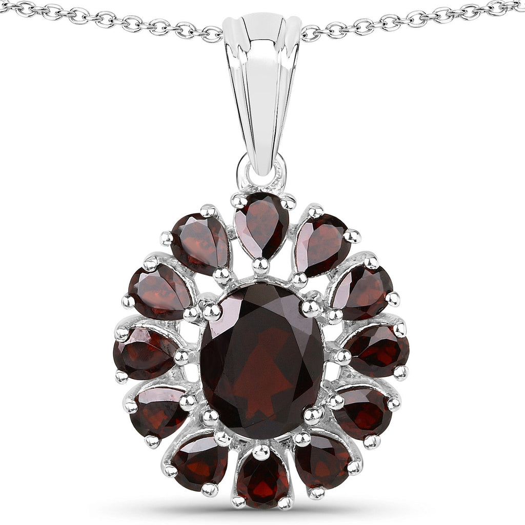 13.82 Carat Genuine Garnet and White Topaz .925 Sterling Silver 3 Piece Jewelry Set (Ring, Earrings, and Pendant w/ Chain)