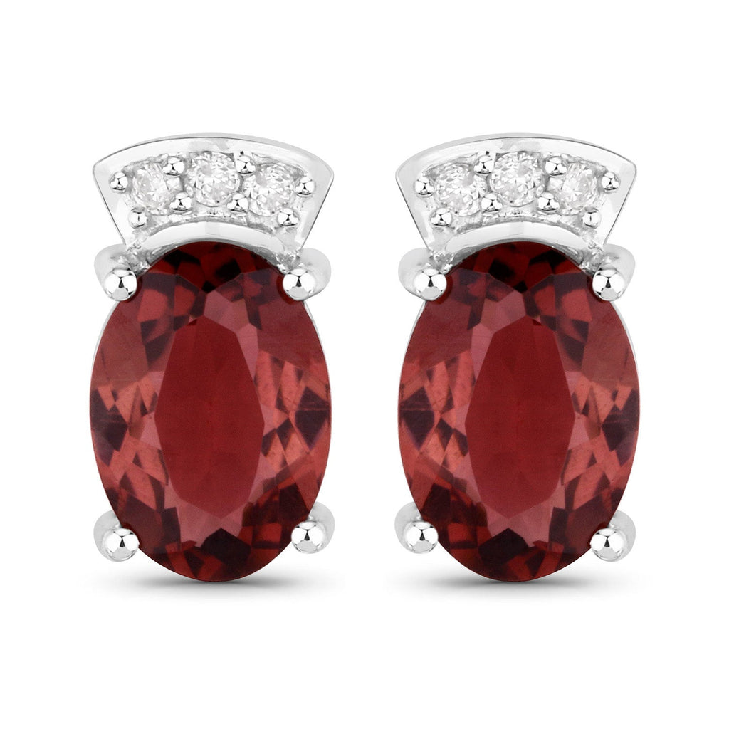 1.35 Carat Genuine Pink Tourmaline and White Diamond 14K White Gold Earrings