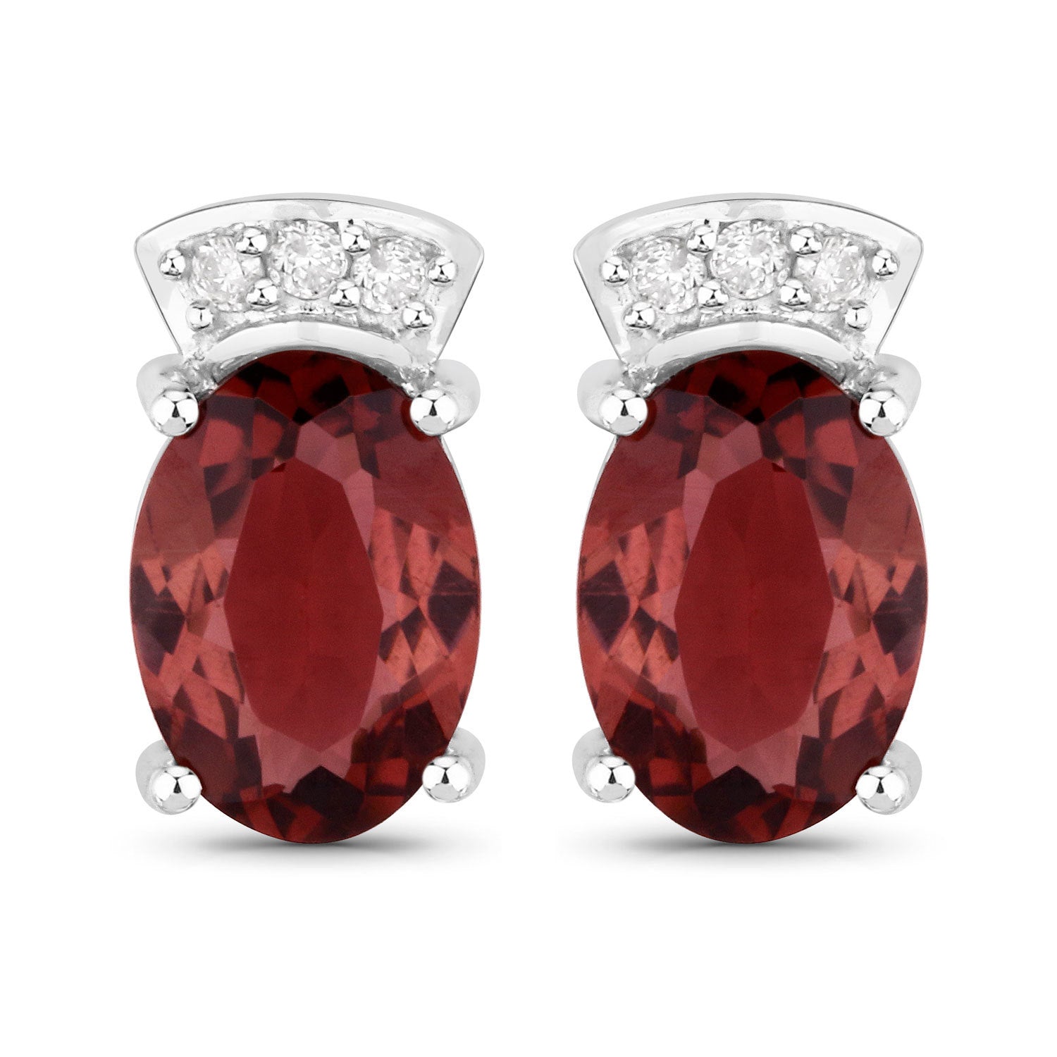 1.35 Carat Genuine Pink Tourmaline and White Diamond 14K White Gold Earrings